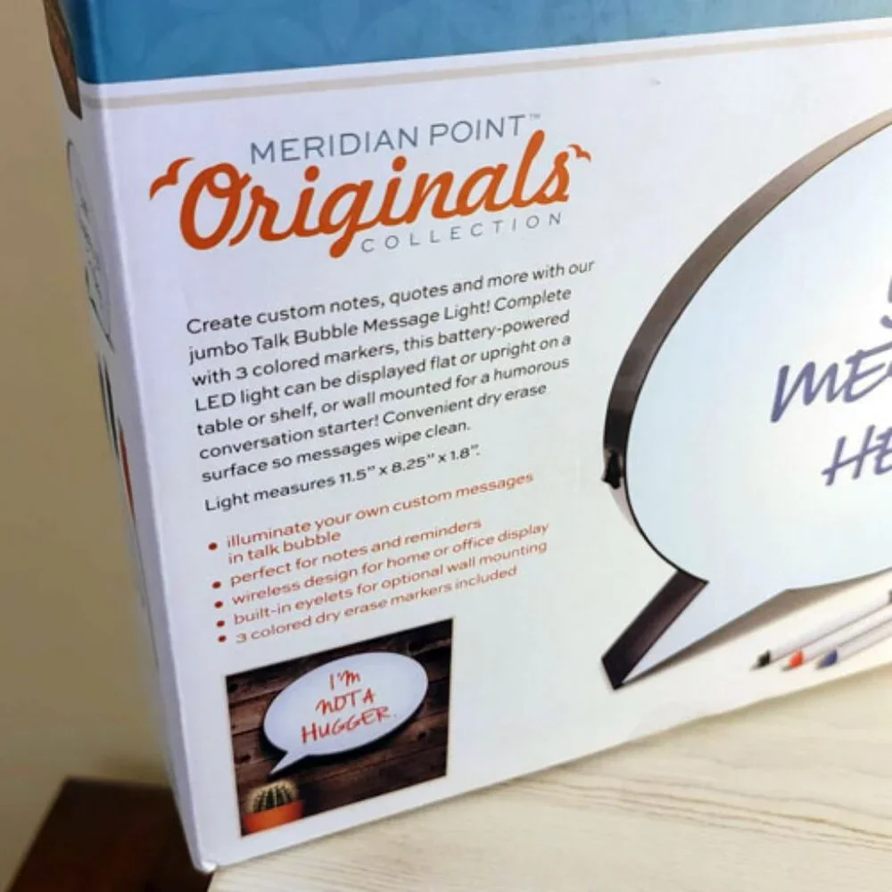 LED Talk Bubble Message Night Light Box Dry Erase Sign Board NEW Customizable